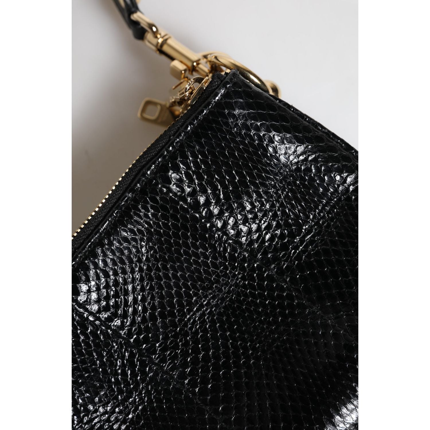 Dolce & Gabbana Black Exotic Leather Shoulder Sling Clutch Bag