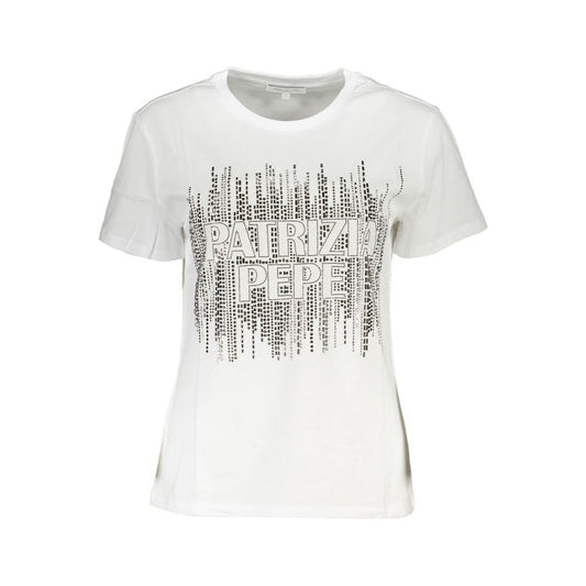 Patrizia Pepe Elegant Short Sleeve Crew Neck Tee with Logo Patrizia Pepe Beige