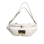 Dolce & Gabbana White Quilted Logo Plaque Belt Waist Fanny Pack Bag BAG4628