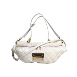 Dolce & Gabbana White Quilted Logo Plaque Belt Waist Fanny Pack Bag BAG4628