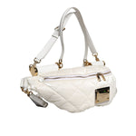 Dolce & Gabbana White Quilted Logo Plaque Belt Waist Fanny Pack Bag BAG4628