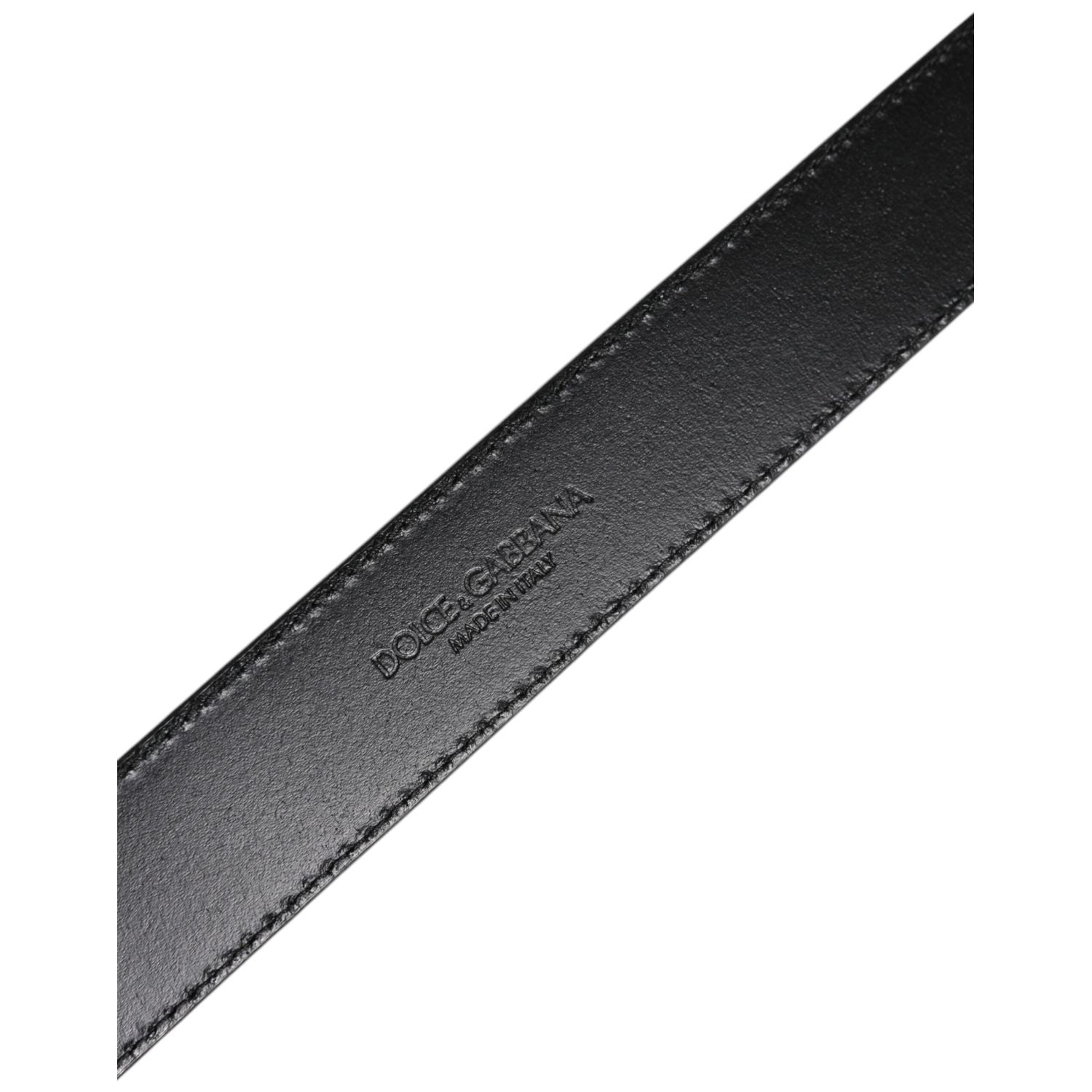 Dolce & Gabbana Silver Leather Classic Metal Logo Buckle Belt