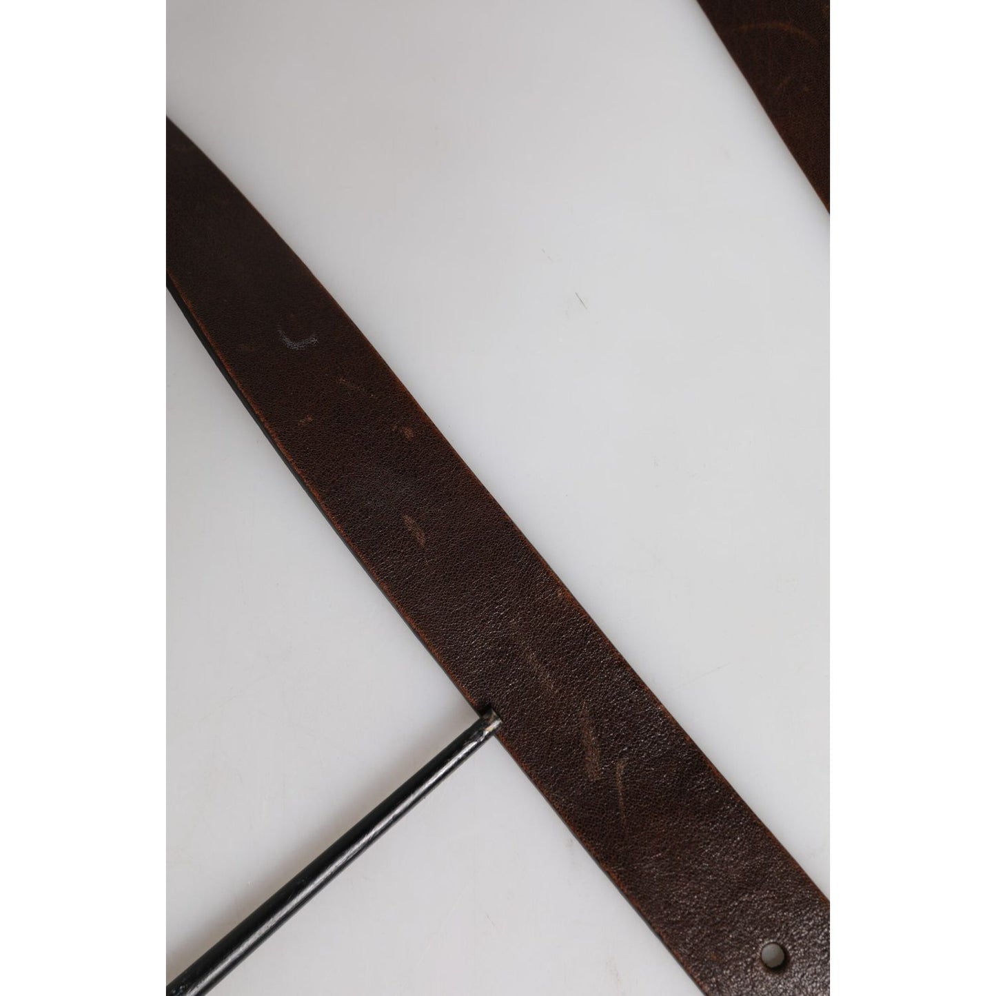 Dolce & Gabbana Brown Leather Classic Metal Logo Buckle Belt