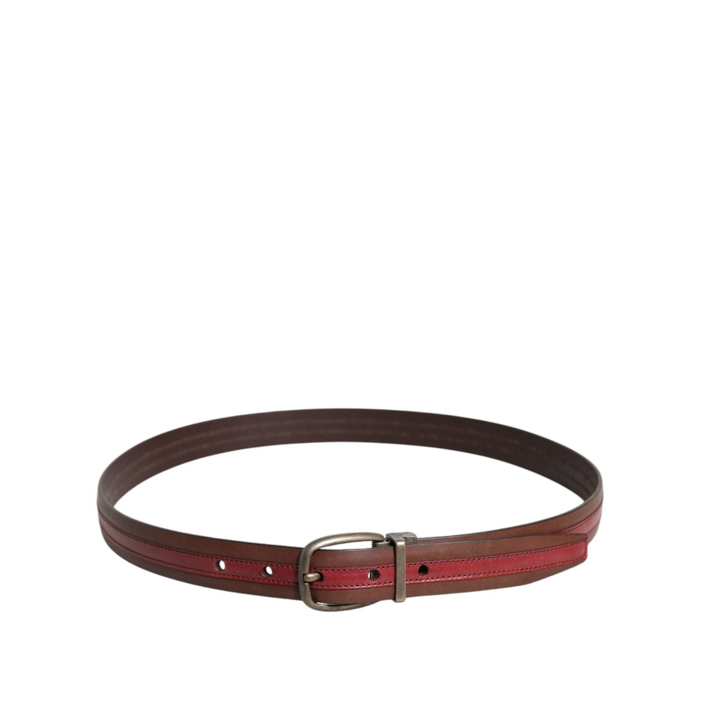 Dolce & Gabbana Burgundy Leather Metal Logo Buckle Belt
