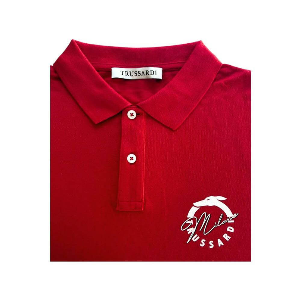 Trussardi Beachwear Red Cotton Men Polo Shirt TR-24810-M