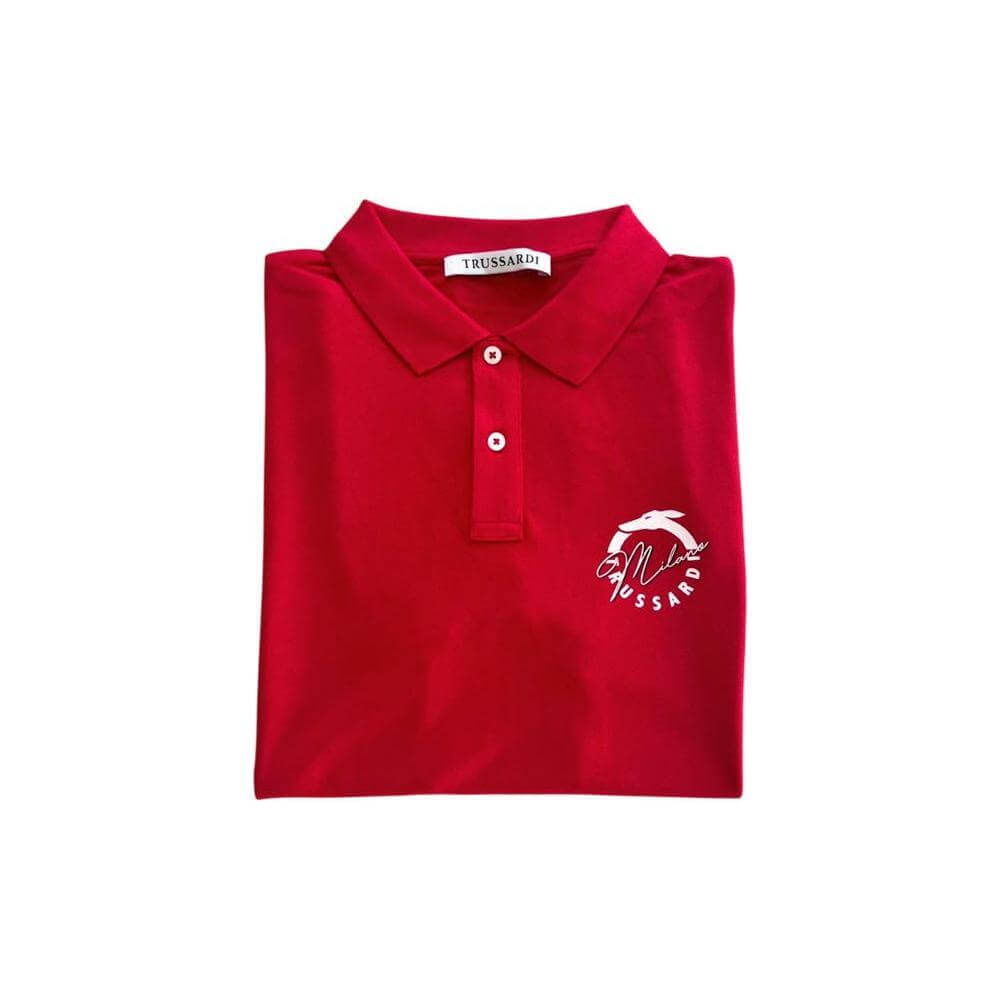 Trussardi Beachwear Red Cotton Men Polo Shirt TR-24810-M