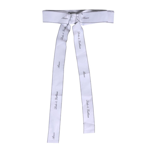 Dolce & Gabbana White Waist Ribbon Wide Bow Logo Belt WMB459-40
