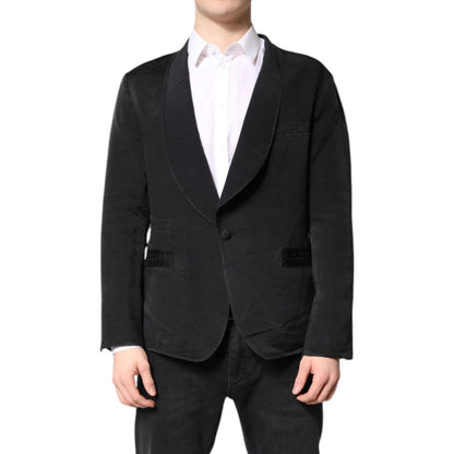 Dolce & Gabbana Black Silk Single Breasted Coat Blazer Suit