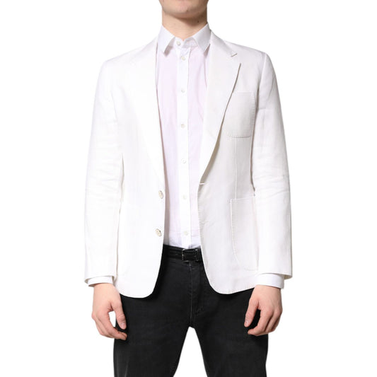 Dolce & Gabbana White Single Breasted Men Coat Blazer Suit JKT41479-48