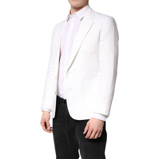 Dolce & Gabbana White Single Breasted Men Coat Blazer Suit JKT41479-48
