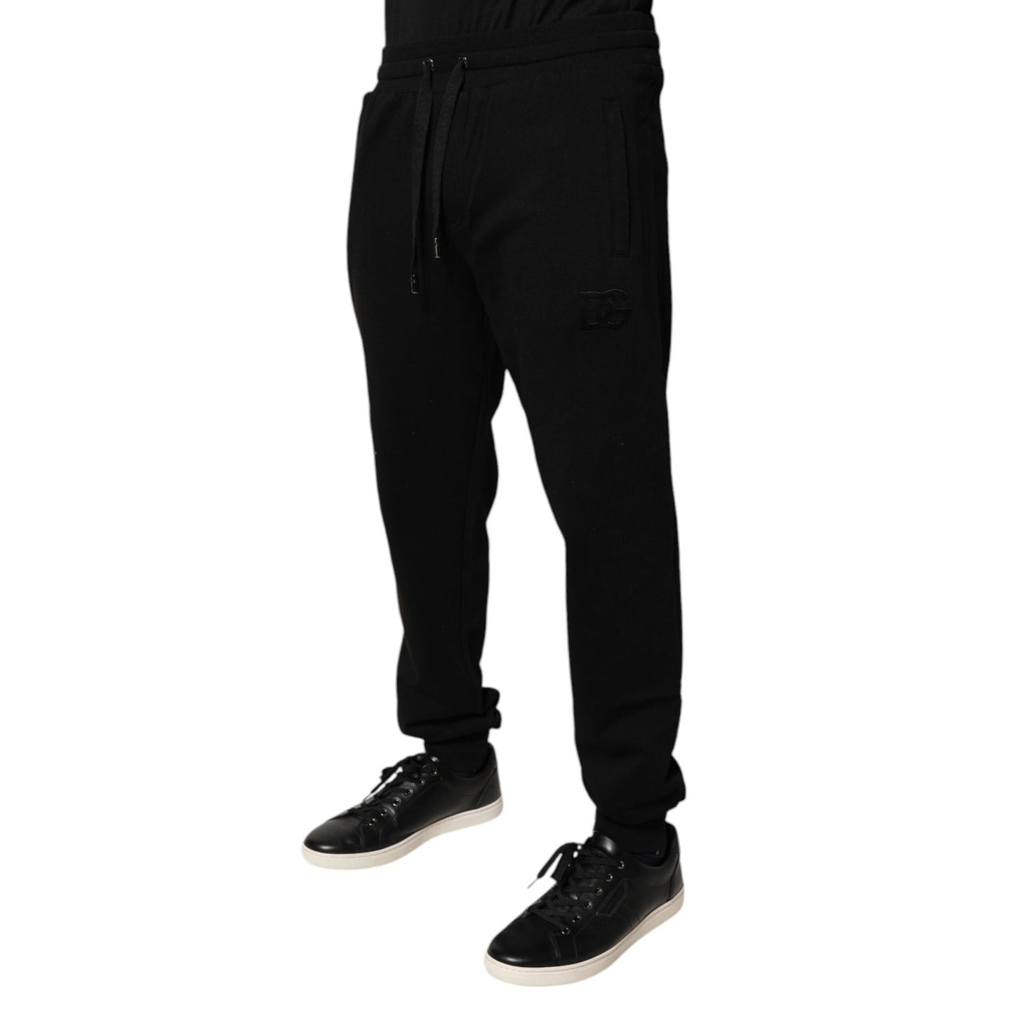 Dolce & Gabbana Black Cotton Mid Waist Jogger Sweatpants Pants