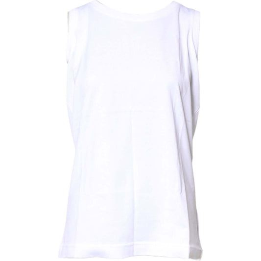 Dolce & Gabbana White Cotton Sleeveless Crew Neck T-shirt TSH878595-36