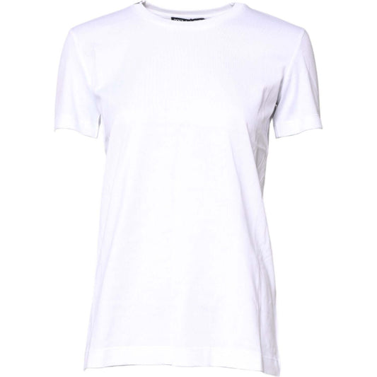 Dolce & Gabbana White Cotton Crew Neck Short Sleeves T-shirt TSH878600-38