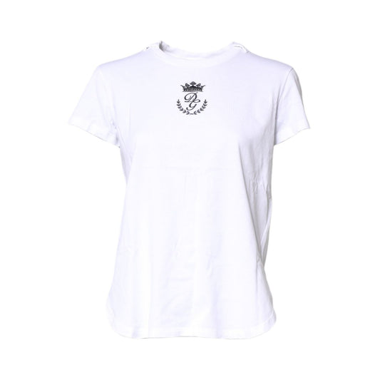 Dolce & Gabbana White Logo Crown Cotton Crew Neck T-shirt TSH878607-38
