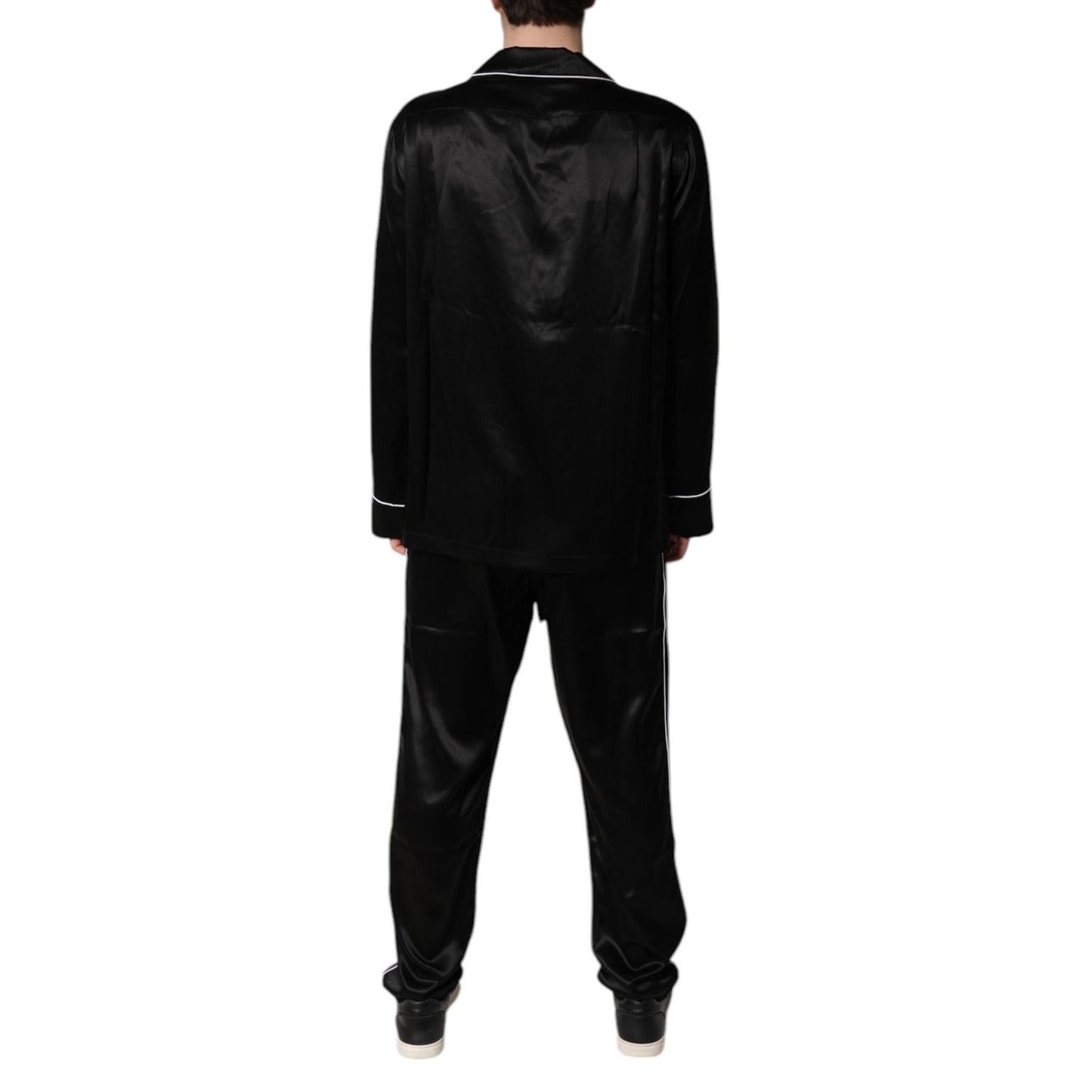 Dolce & Gabbana Black Silk Shirt Pants Pajama Set Sleepwear KOS2288-38