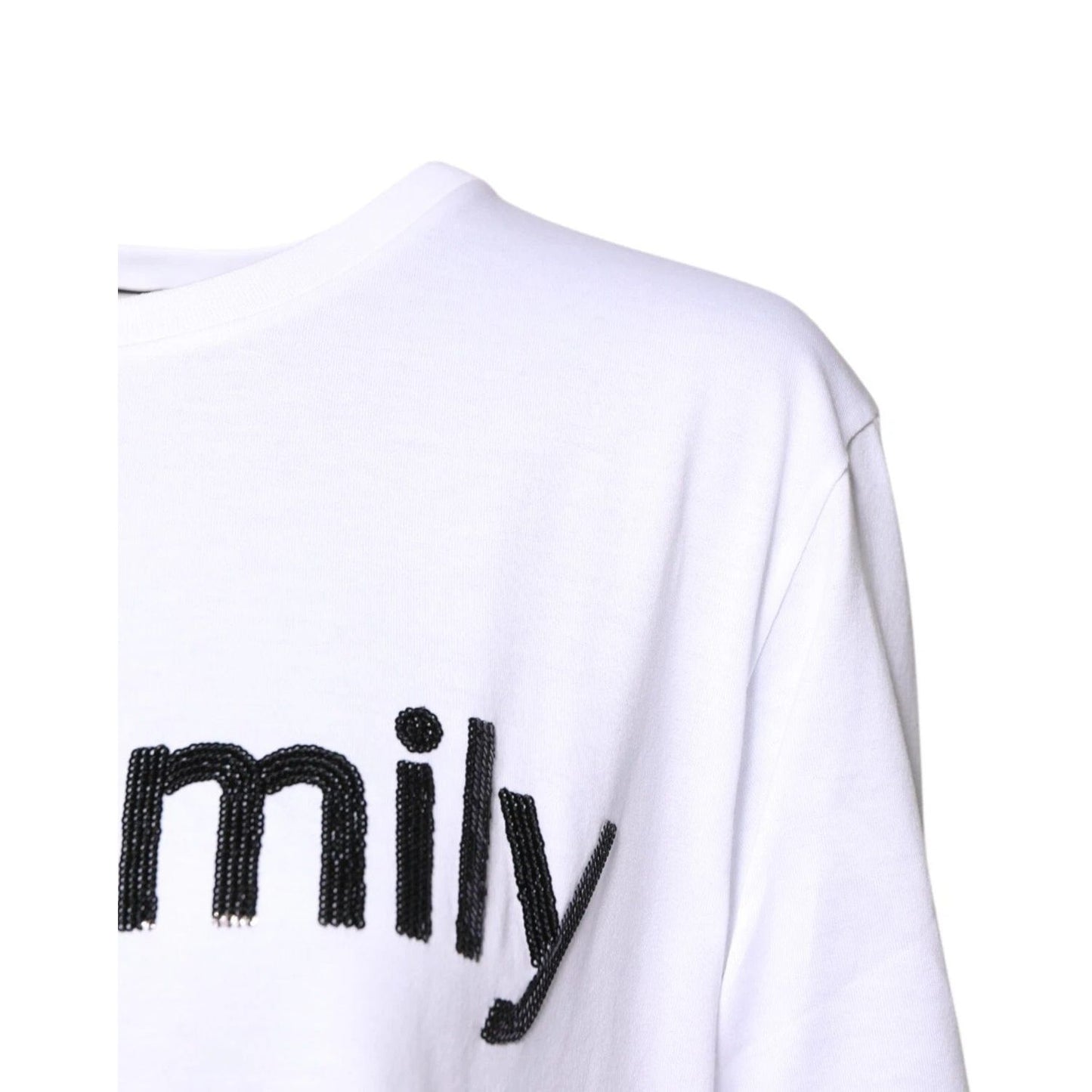 Dolce & Gabbana White #DGFamily Print Cotton Crew Neck T-shirt