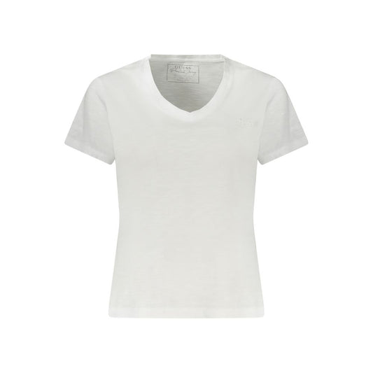 Guess Jeans White Cotton Women T-Shirt Guess Jeans Light Gray
