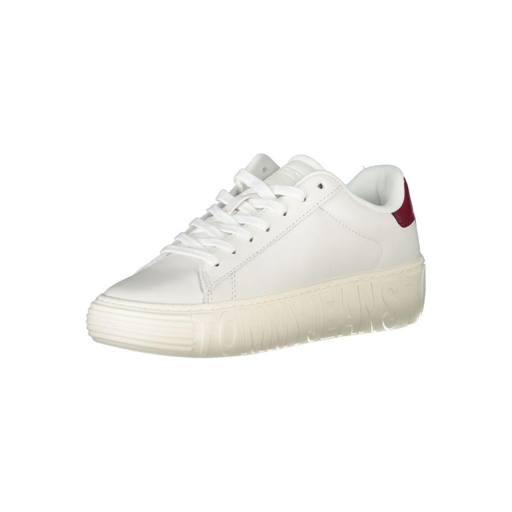 Tommy Hilfiger White Leather Women Sneaker Tommy Hilfiger Light Gray