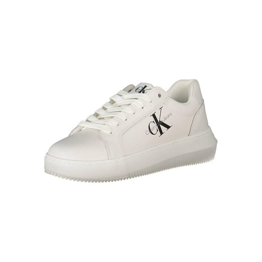 Calvin Klein White Leather Womens Sneaker Calvin Klein Light Gray
