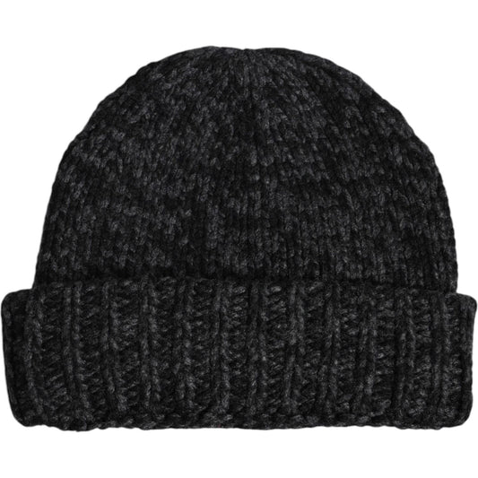 Dolce & Gabbana Gray Cashmere Knitted Winter Beanie Hat Dolce & Gabbana Black