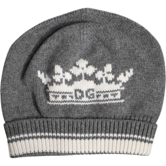 Dolce & Gabbana Gray Cashmere Knitted Winter Beanie Hat Dolce & Gabbana Dim Gray