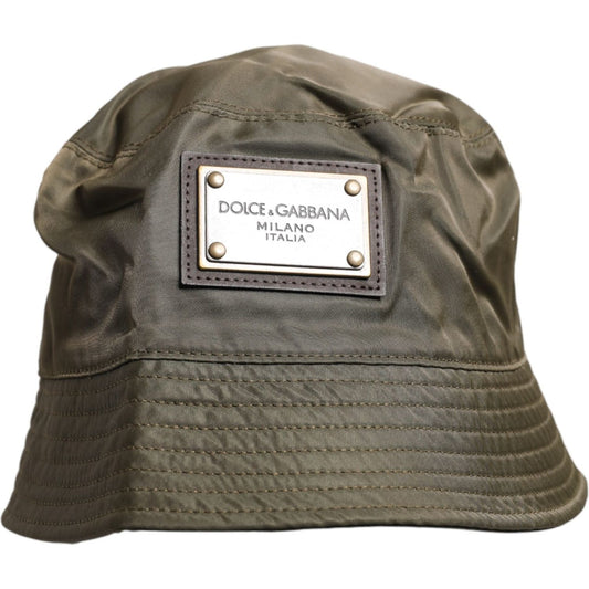 Dolce & Gabbana Brown DG Plaque Wide Brim Bucket Hat Dolce & Gabbana Dim Gray