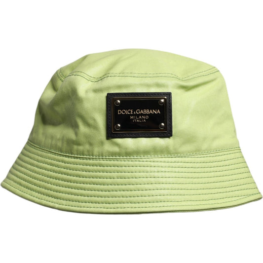 Dolce & Gabbana Green DG Plaque Wide Brim Bucket Hat Dolce & Gabbana Tan