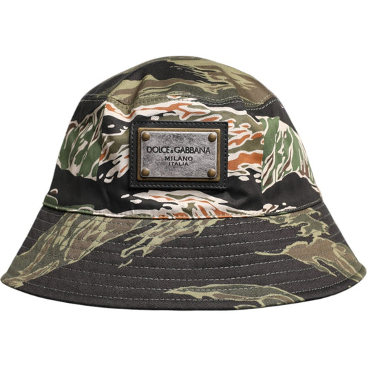Dolce & Gabbana Multicolor DG Plaque Wide Brim Bucket Hat Dolce & Gabbana Dark Slate Gray