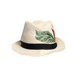 Dolce & Gabbana Beige Floral Print Straw Wide Brim Fedora Hat