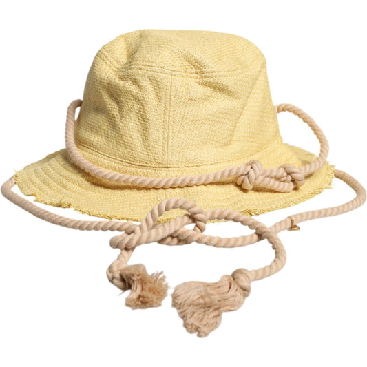 Dolce & Gabbana Dolce & Gabbana Yellow Cotton Wide Brim Bucket HAT9696-59 1728,59 cm|L,67345645728,Accessories,Dolce & Gabbana,Hats & Caps - Men - Accessories,Material: 97% Cotton 3% Elastane,Men,Men - Accessories,New with tags,Yellow