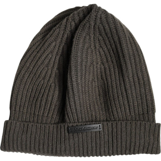 Dolce & Gabbana Green Wool DG Plaque Knitted Winter Beanie Hat Dolce & Gabbana Dark Slate Gray