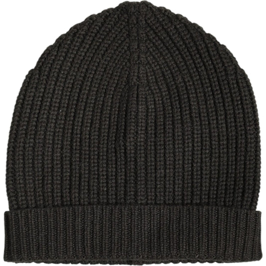Dolce & Gabbana Dark Gray Cashmere Knit Winter Beanie Hat Dolce & Gabbana Black