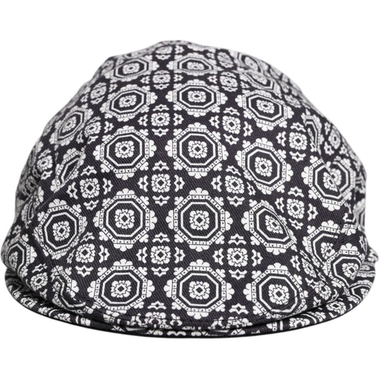Dolce & Gabbana Black White Printed Newsboy Capello Cabbie Hat Dolce & Gabbana Dark Slate Gray