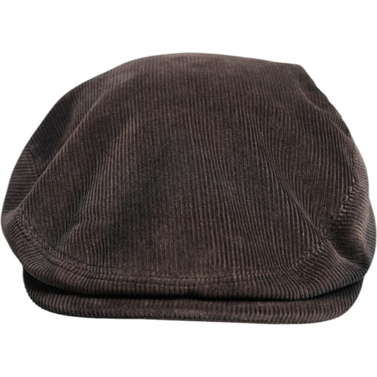 Dolce & Gabbana Brown Cotton Newsboy Capello Cabbie Hat Dolce & Gabbana Dark Slate Gray