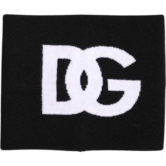 Dolce & Gabbana Black White Logo Print Knitted Neck Warmer Scarf Dolce & Gabbana Lavender