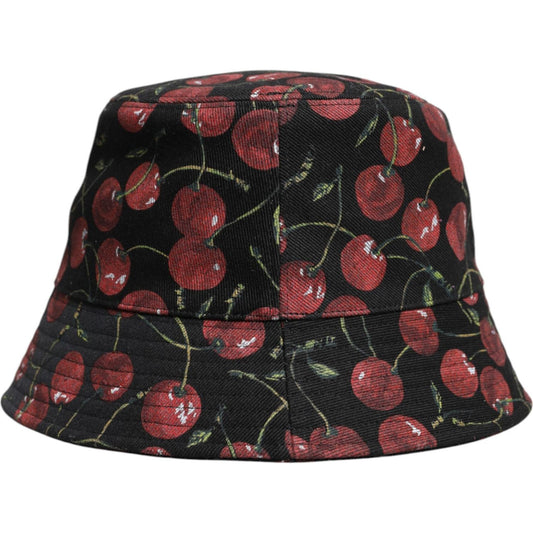 Dolce & Gabbana Black Cotton Printed Wide Brim Bucket Hat Dolce & Gabbana Dark Slate Gray