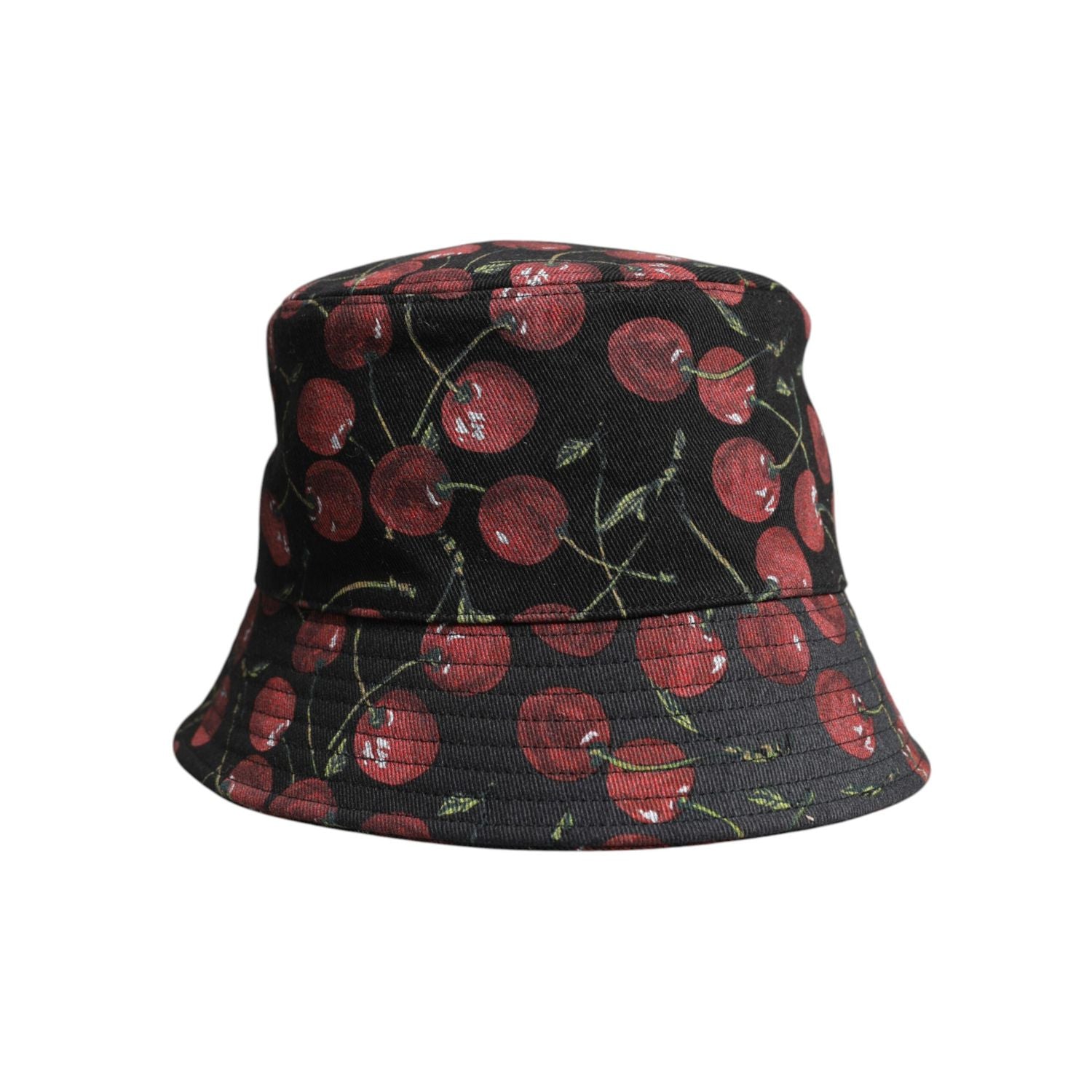 Dolce & Gabbana Black Cotton Printed Wide Brim Bucket Hat