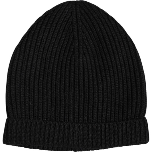Dolce & Gabbana Black Cashmere Knitted Winter Beanie Hat Dolce & Gabbana Black