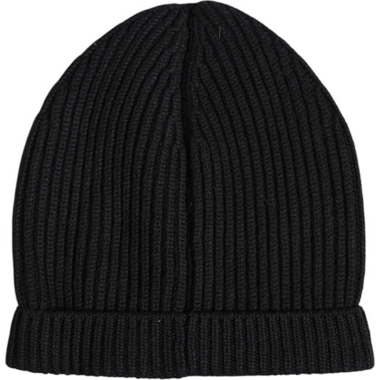 Dolce & Gabbana Black Cashmere Knitted Winter Beanie Hat Dolce & Gabbana Black