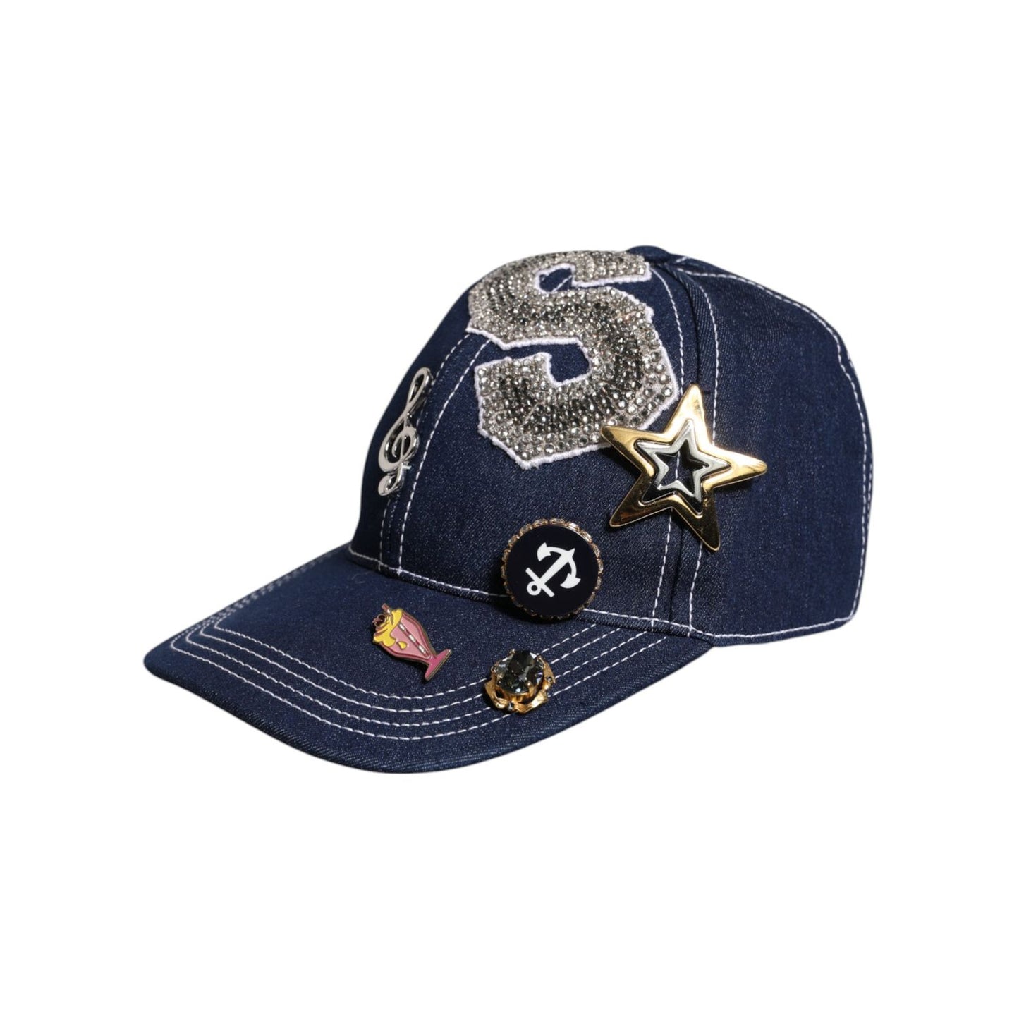 Dolce & Gabbana Blue Crystal Embellishment Baseball Cap