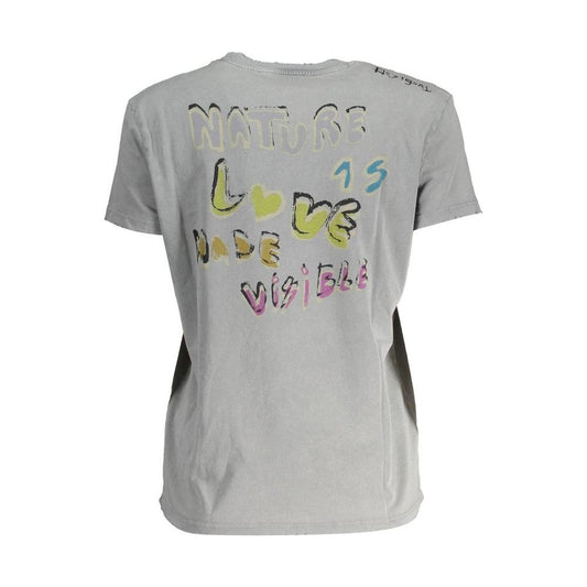 Desigual Gray Cotton Women Top Desigual Dark Gray