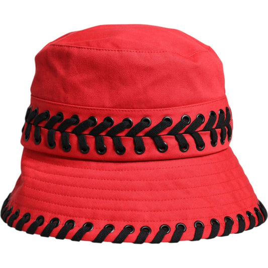 Dolce & Gabbana Dolce & Gabbana Red Lace Polyester Wide Brim Bucket Hat HAT9798-57 1728,57 cm|S,67345645728,Accessories,Dolce & Gabbana,Hat - Women - Accessories,Materials: 100% Polyester,New with tags,Red,Women,Women - Accessories