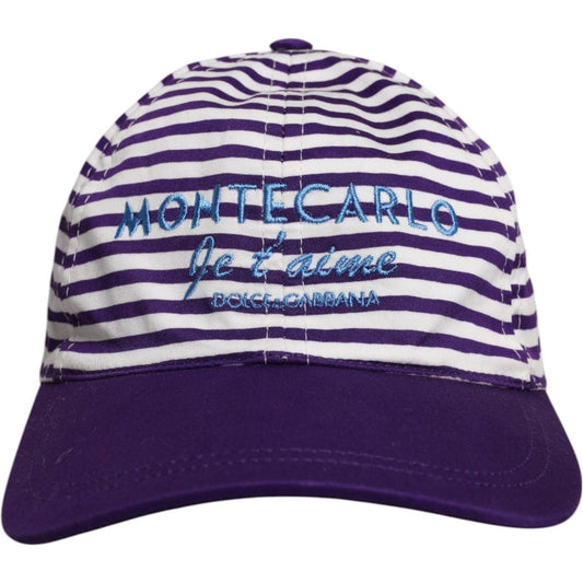Dolce & Gabbana Dolce & Gabbana White Purple Stripe Cotton Women Baseball Cap HAT9825-56 1728,56 cm|XS,67345645728,Accessories,Dolce & Gabbana,Hat - Women - Accessories,Material: 97% Cotton 3% Elastane,New with tags,White,Women,Women - Accessories