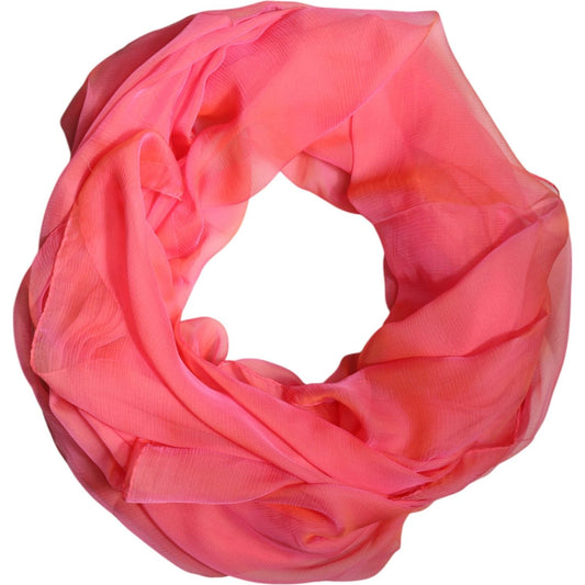 Dolce & Gabbana Pink Silk Rectangle Women Wrap Shawl Scarf Dolce & Gabbana Tomato