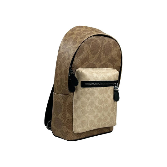 COACH West Color Block Leather Sling Pack Backpack Bag Sand 66713