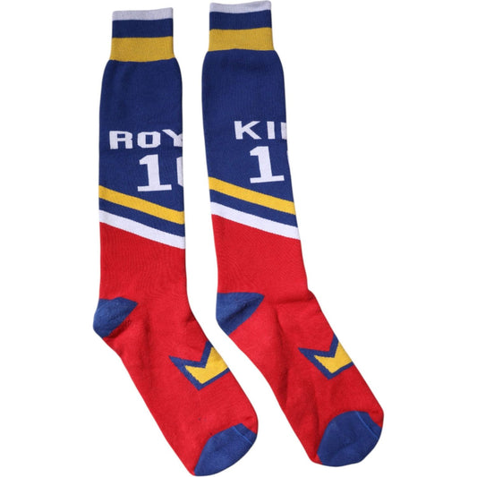 Dolce & Gabbana Multicolor Printed Cotton Over Calf Socks Dolce & Gabbana Firebrick