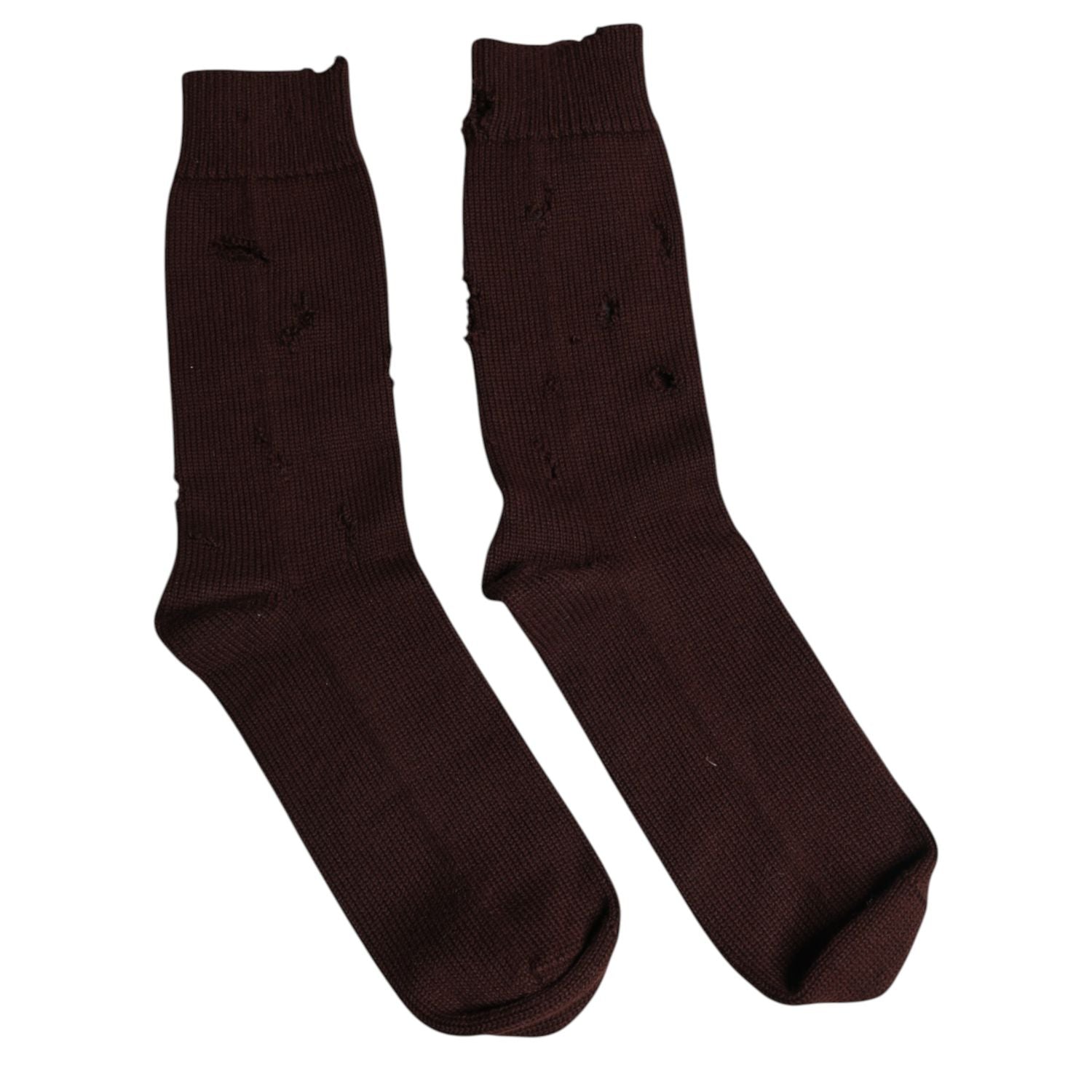 Dolce & Gabbana Brown Solid Cotton Stretch Mid Calf Socks