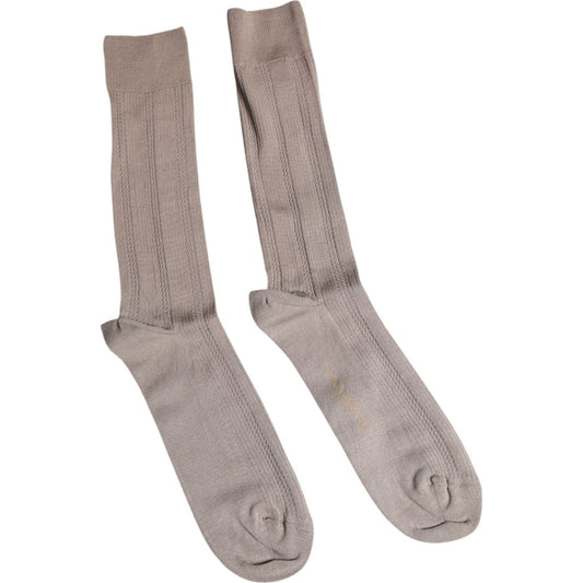 Dolce & Gabbana Brown Cotton Stretch Logo Over Calf Socks Dolce & Gabbana Rosy Brown