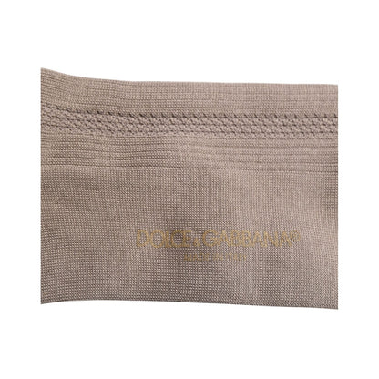 Dolce & Gabbana Brown Cotton Stretch Logo Over Calf Socks