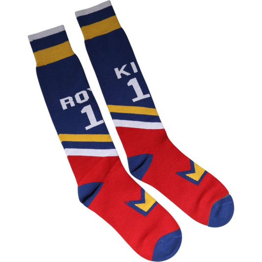 Dolce & Gabbana Multicolor Cotton Stretch Over Calf Socks Dolce & Gabbana Firebrick